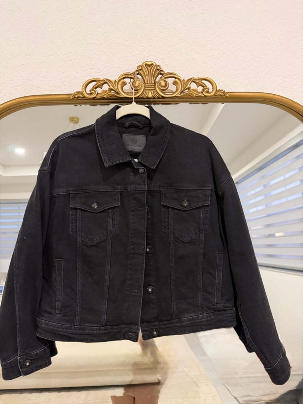 Massimo Dutti Women’s Black Denim Stretch Jacket Size L